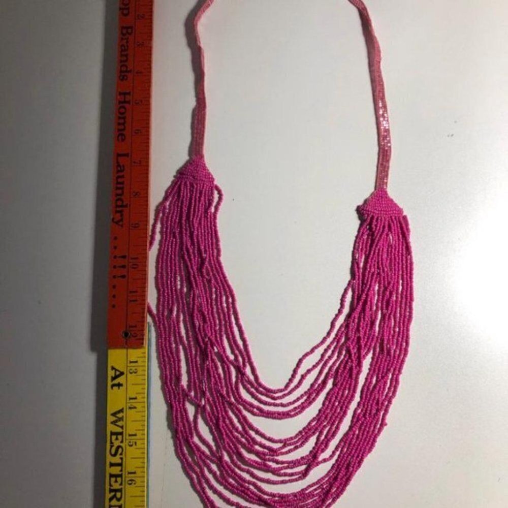 BaubleBar Long Tier Hot Pink Beaded Necklace - Picture 4 of 5